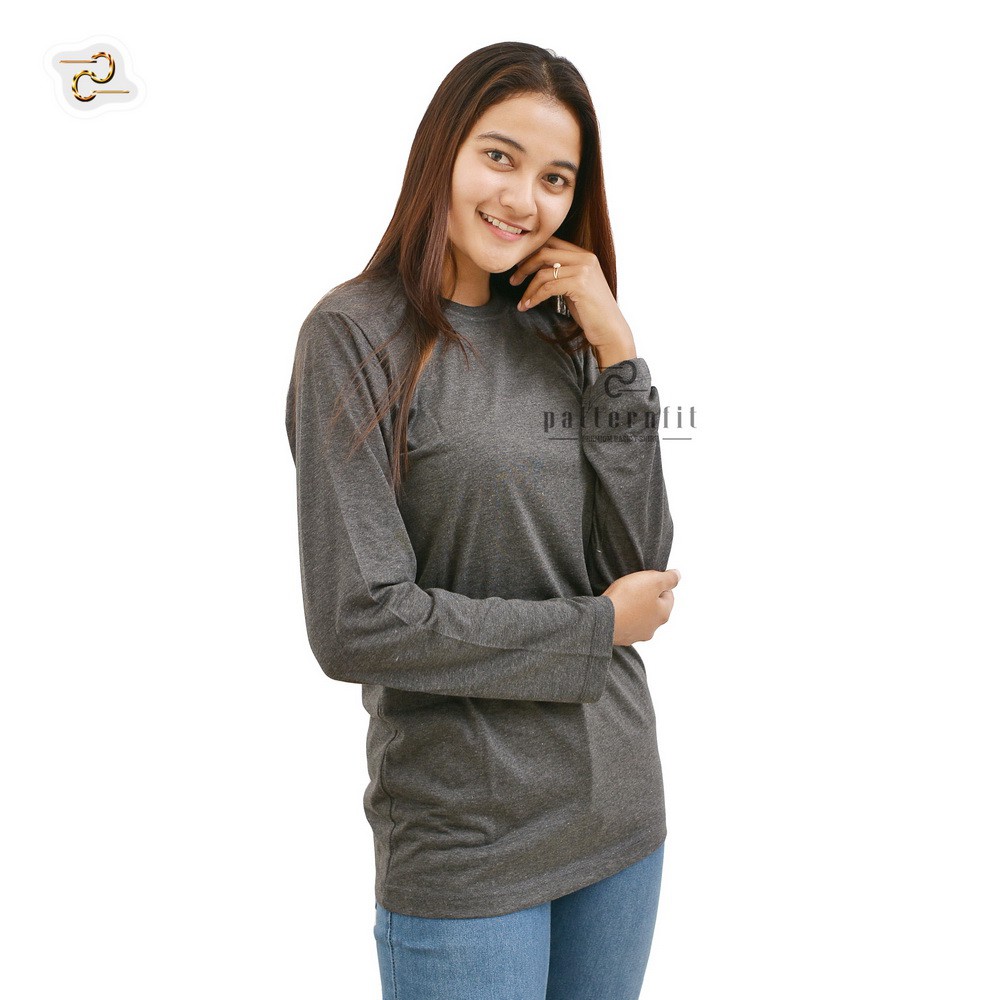 KAOS WANITA LENGAN PANJANG / KAOS POLOS LENGAN PANJANG 100% TWOTONE 30S - HITAM