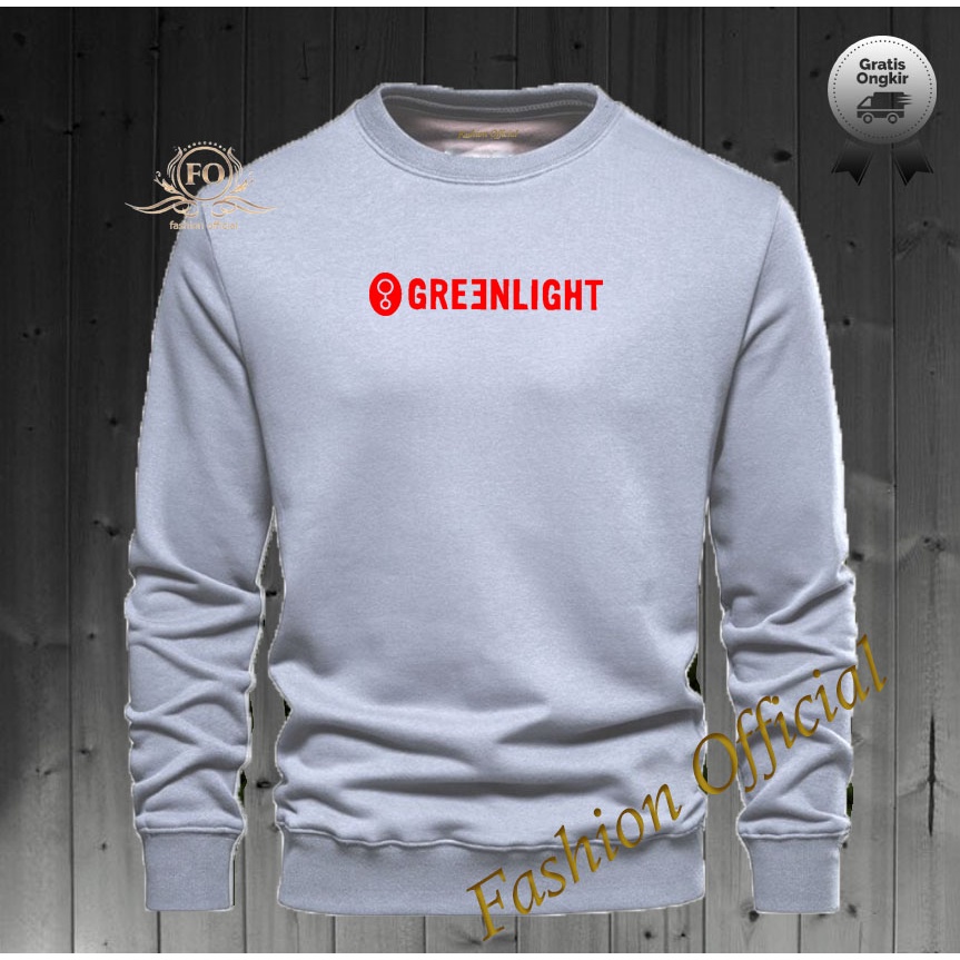 Baju Sweater Hoodie Distro Greenlight Text Merah Premium Quality Sweater Pria Wanita Distro Terkeren