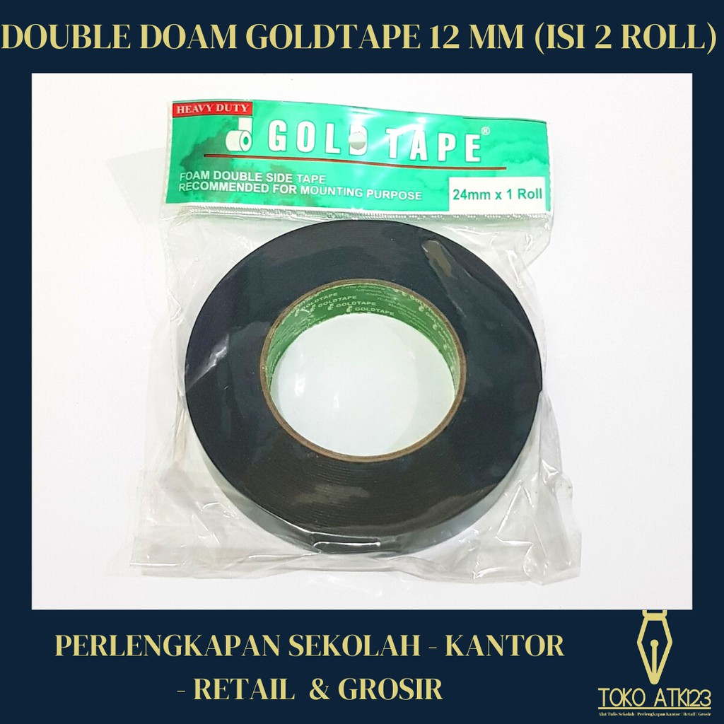 Isolasi Double Foam Merk Goldtape 12mm (1 Set isi 2 Rolls)
