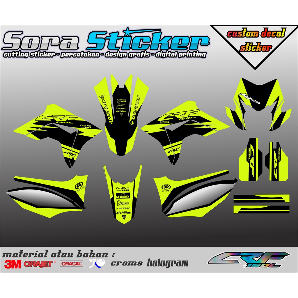 Decal stiker Honda CRF 150 L custom design dan nomor start