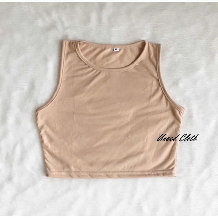 Uneed Cloth / TANKTOP WANITA POLOS / TENGTOP / TANKTOP JUMBO / CROP TANK / TANK TOP / LORY CROP TANK-Nude