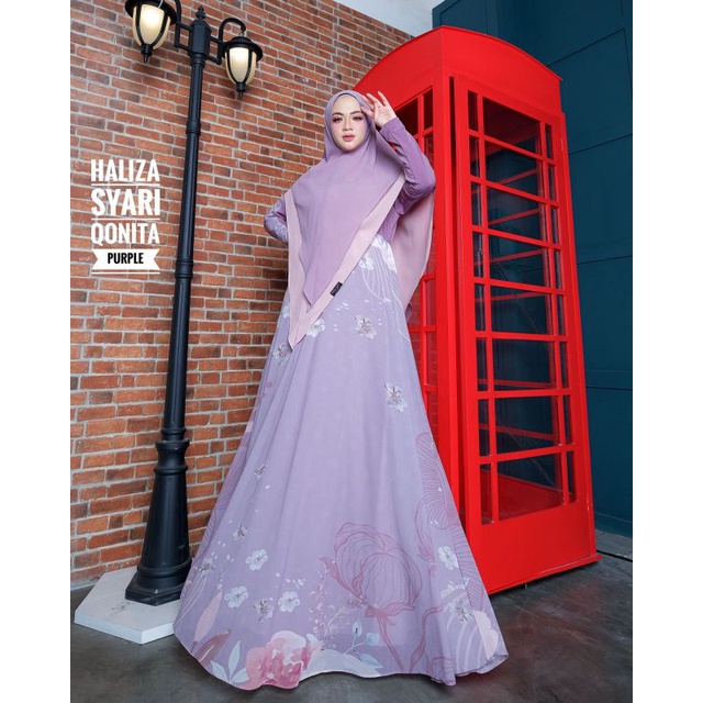 Gamis Qonita Purple Set Khimar by HalizaSyari