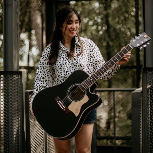 Gitar Akustik Mandalika L-02 Hitam Original FULLSET Murah