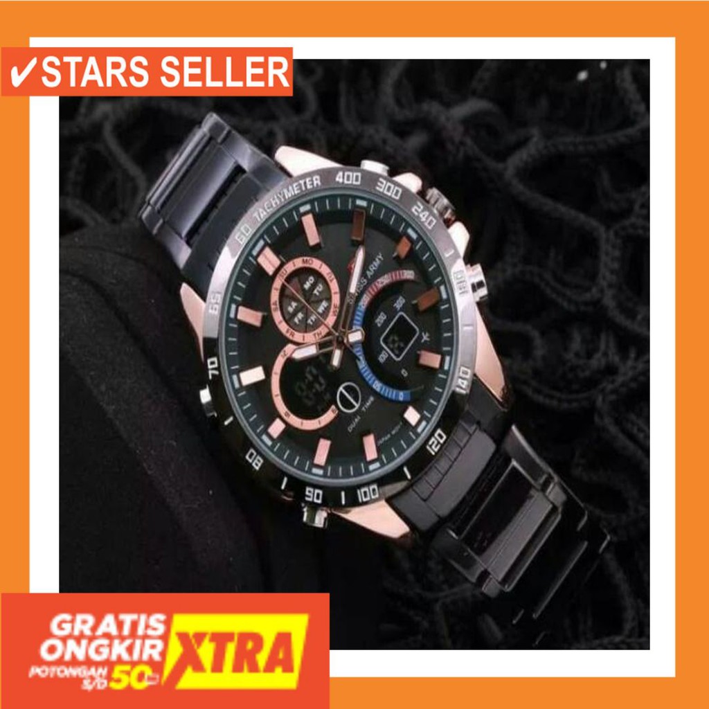JAM TANGAN GROSIR MURAH LELAKI ANTI KARAT AIR LAKI / Jam tangan pria swiss time/army dual time