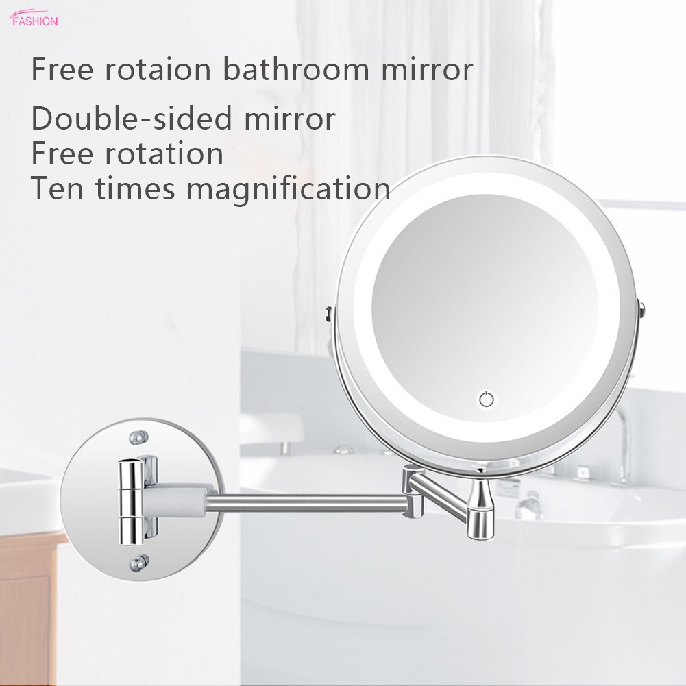 Led Double Sided Makeup Vanity Mirror Wall Mount 10x Magnification Swivel Extension Mirror Shopee Indonesia