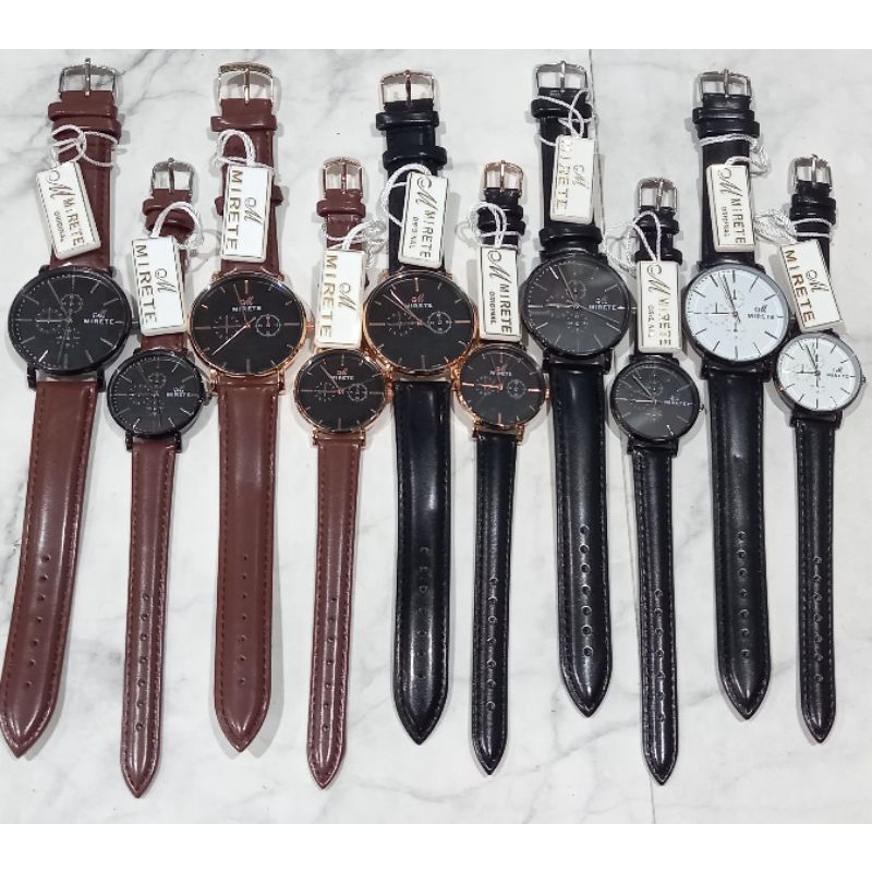 (Toko Ricoh) Jam Tangan Couple Mirete Kulit