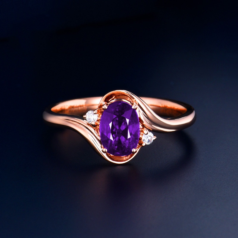 Simple Fashion Trend Amethyst Rose Gold Ring
