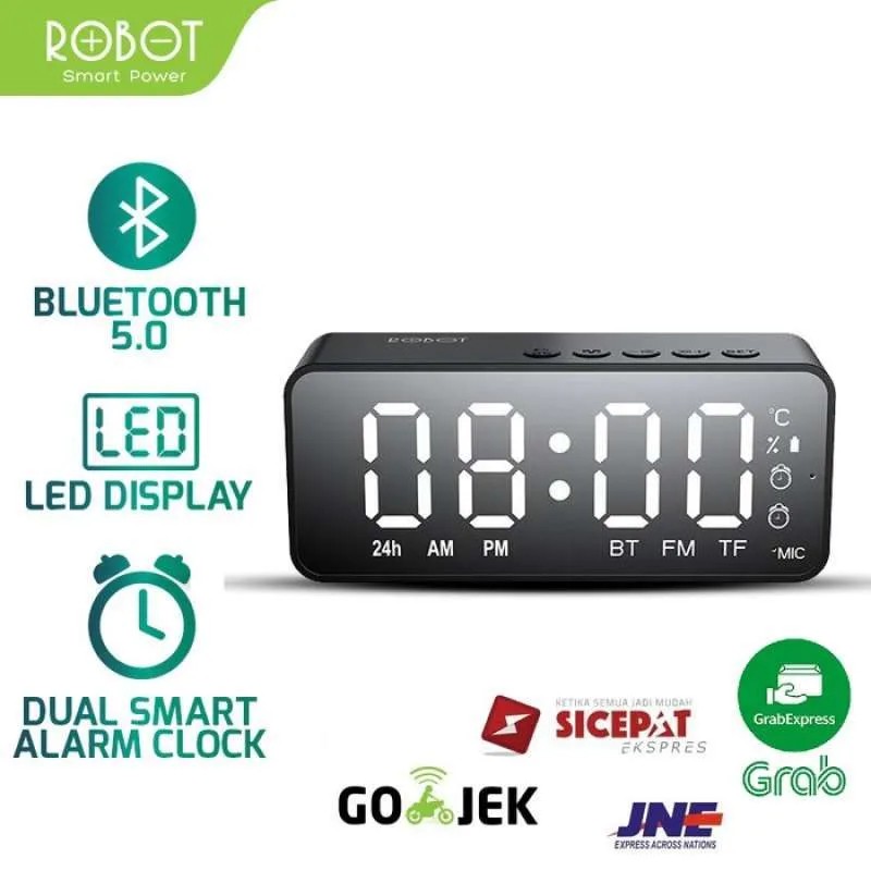 Robot RB150 LED ALARM Clock Bluetooth 5.0 Speaker Dengan Radio FM