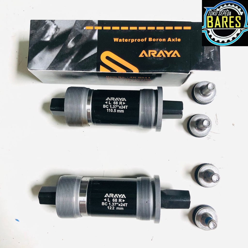 BB Cartridge Set Sepeda Araya AR-B011 110.5 mm - 122 mm - 127 mm / Bottom Bracket Kotak Bearing Gir / As Tengah Laker Jepang