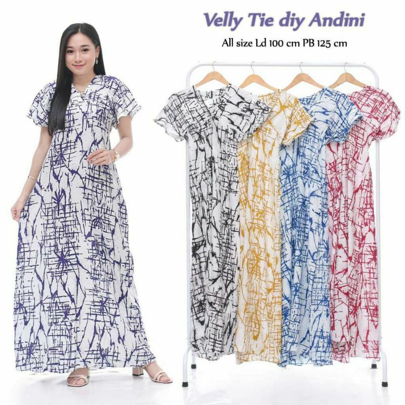 gaun velly Andini " longdres lengan pendek" daster murah