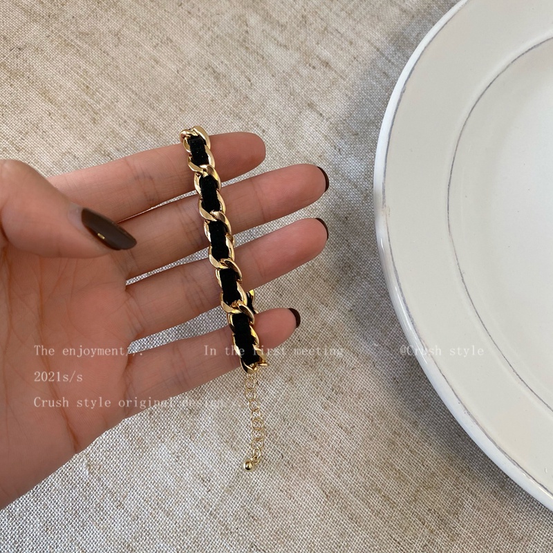 AY(CN) Gelang Rantai Warna Hitam Emas Untuk Wanita