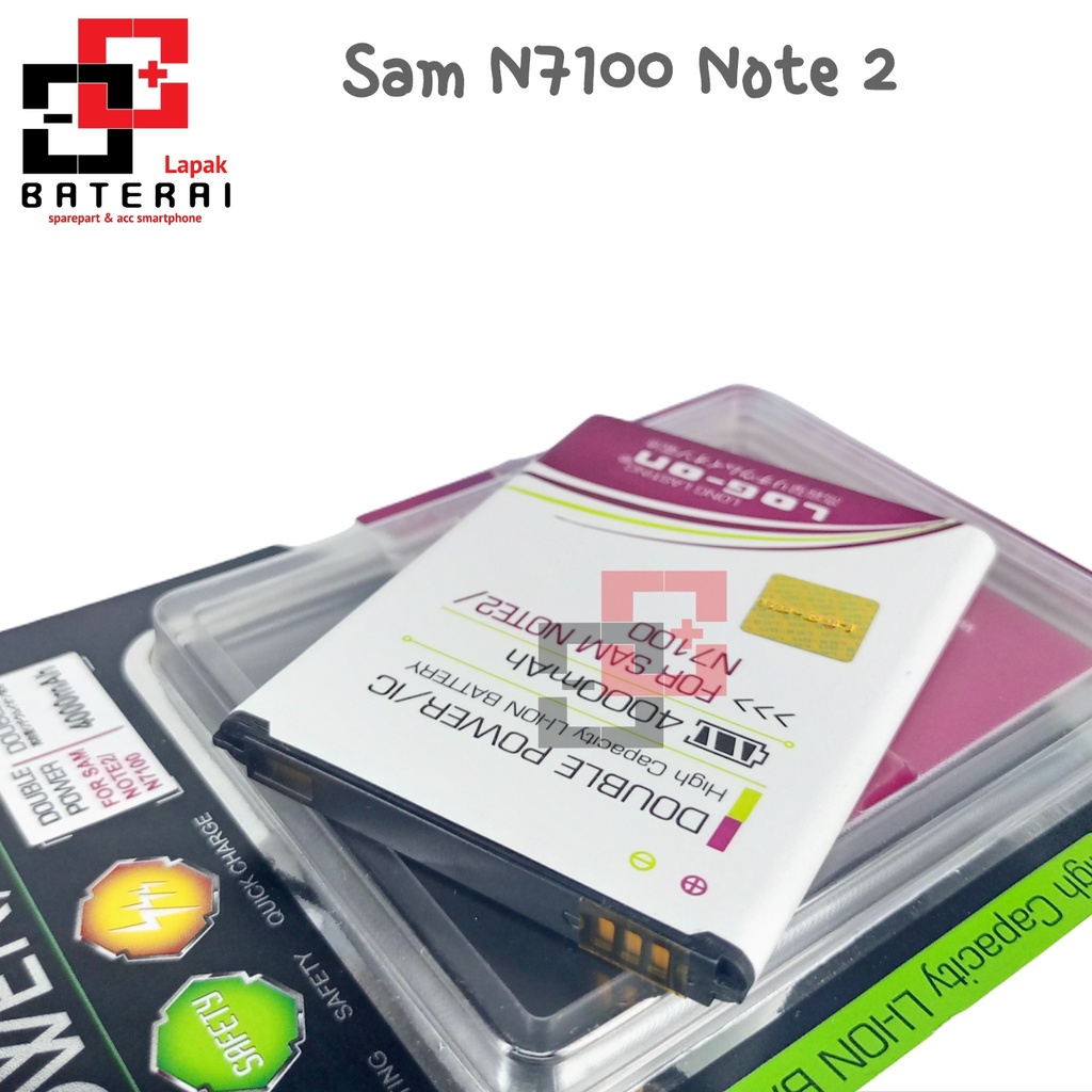 LOG - ON Baterai Samsung Note 2 n7100 Double IC Protection Battery Batre