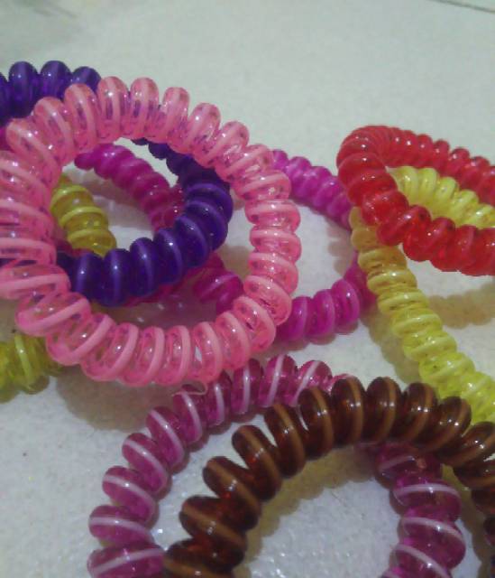 Ikat Rambut Spiral Kuncir Rambut Kabel Ukuran Kecil  Dan Besar-4