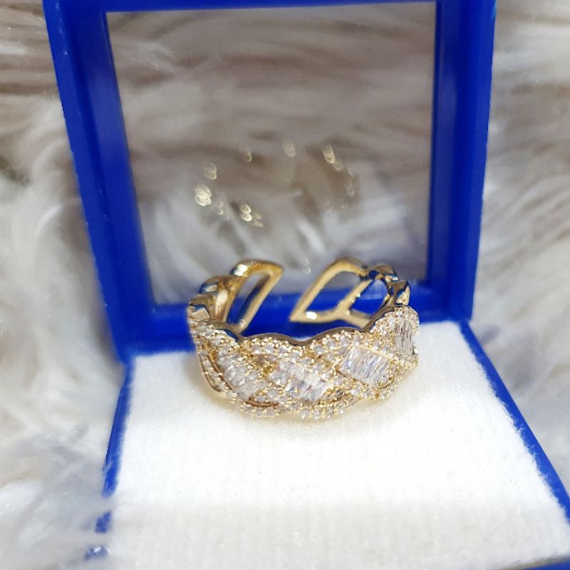 Cincin zircon premium lapis emas mata kilau anti karat anti alergi Ring Zircone 05