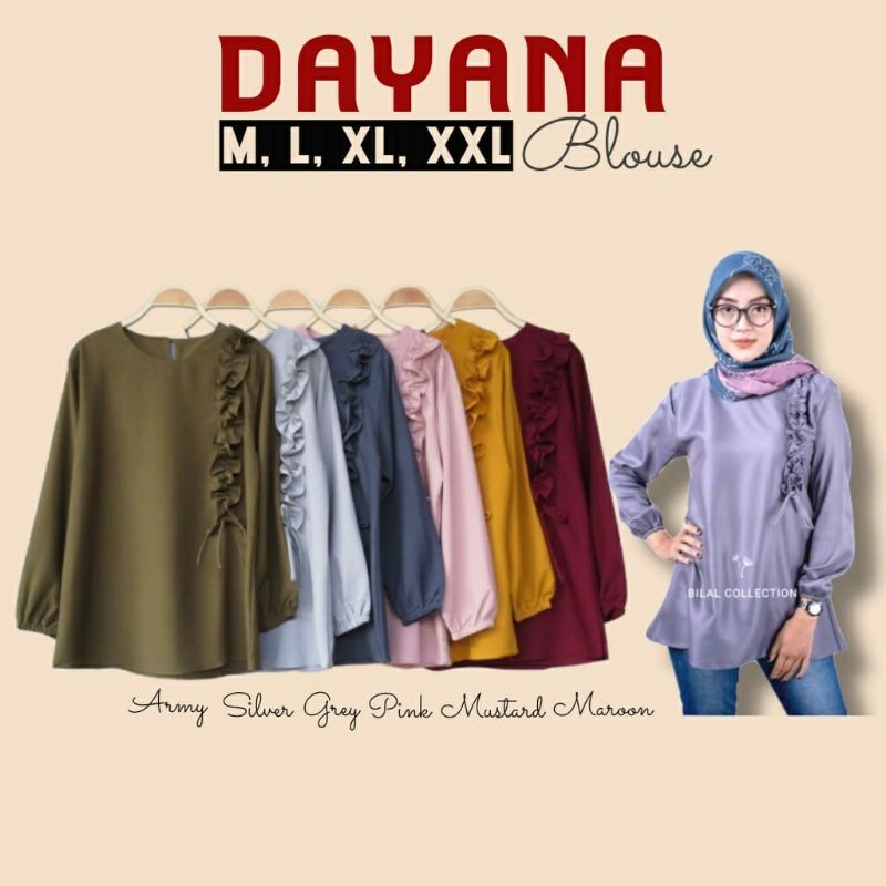 ATASAN DAYANA BLOUSE | ATASAN WANITA TERBARU 2021 | ATASAN KEKINIAN | ATASAN JUMBO LENGAN PANJANG-1
