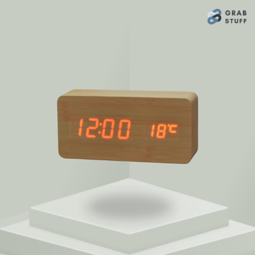 Jam Alarm LED Wood / Jam Digital Motif Kayu Jam Alarm Kayu Led Digital Temperatur Wood Clock Led Jam Meja Kayu Kotak Box Jam Kayu Digital Led Jam Weker Aesthetic Digital Murah Jam Tidur Digital / Jam Multifungsi Pengukur Suhu Alarm Lampu backlight Unik