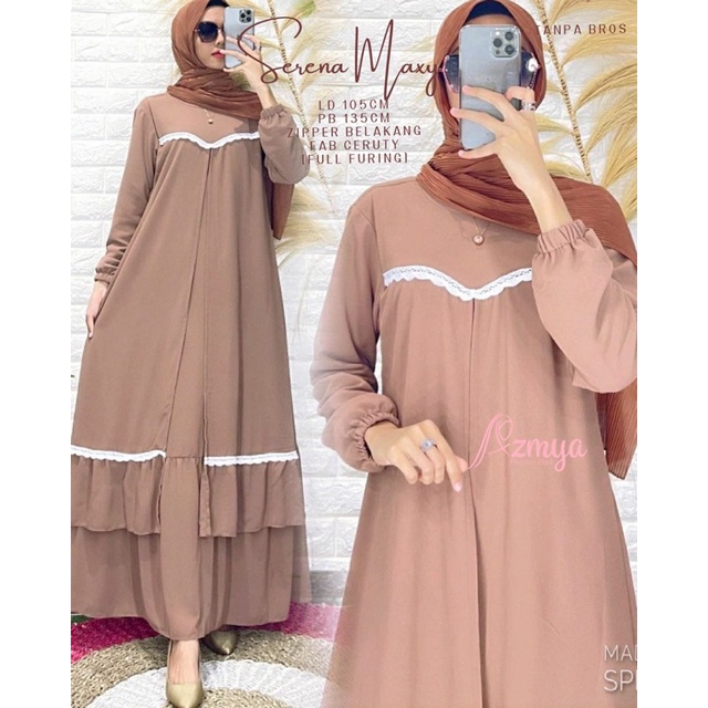 Gamis Malaysia SERENA DRESS MAXY Matt Ceruty LD 105-Gamis Wanita Busui Friendly