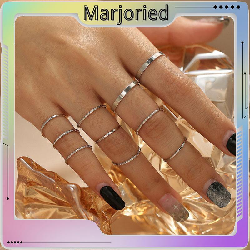 10pcs / Set Cincin Minimalis Gaya Korea Untuk Wanita-MJD