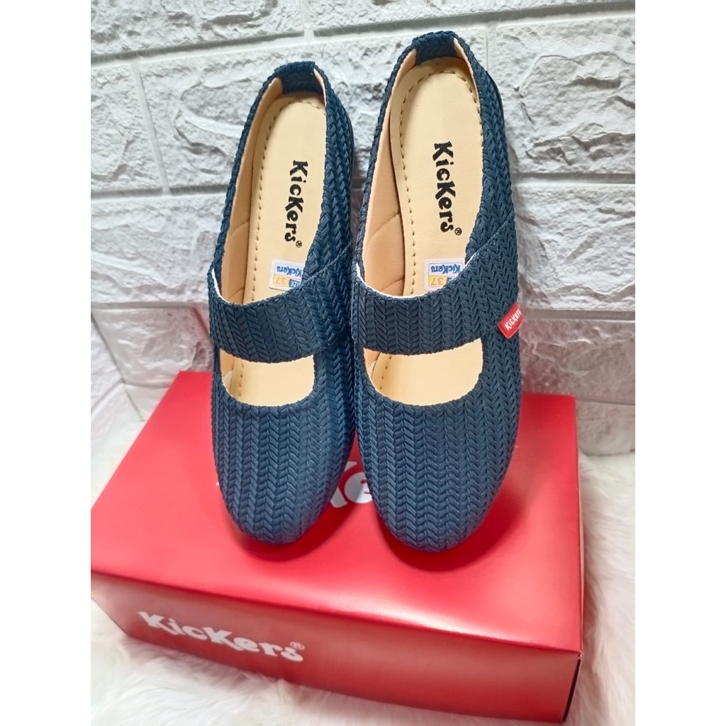 Sepatu Selop Wanita Rajut Warna Abu