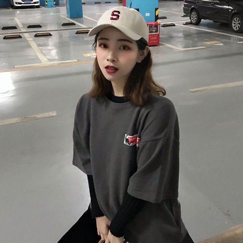 Topi Baseball Motif Bordir Huruf S Gaya Korea Untuk Pria/Wanita