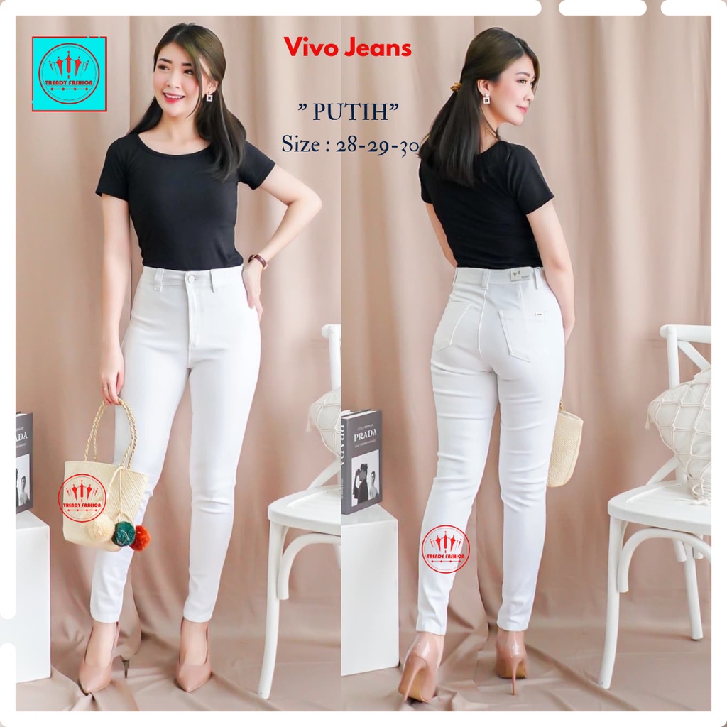 Vivo celana HW/High waist jeans/pinggang tinggi wanita, cewek, remaja, dewasa melar/elastis/ stretch