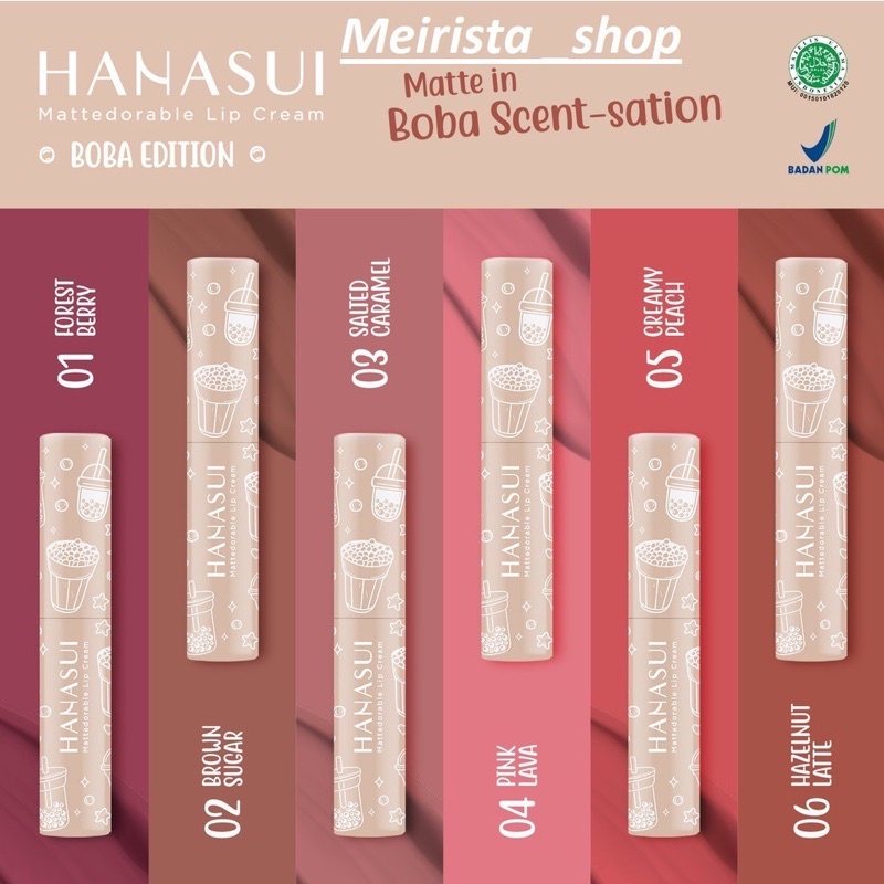 HANASUI LIP CREAM / LIPCREAM (BOBA EDITION) BPOM✅