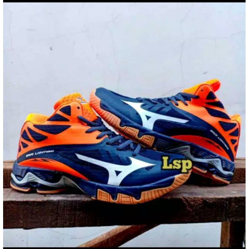 TERMURAH!!! (Bayar Ditempat) TS Sepatu Mizuno Wave Lightning Z5 Navy orange Premium 100% Import Pria