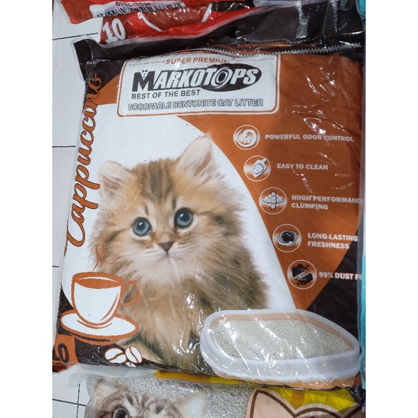 pasir kucing gumpal wangi markotops 10liter cat sand 10lt / markotops