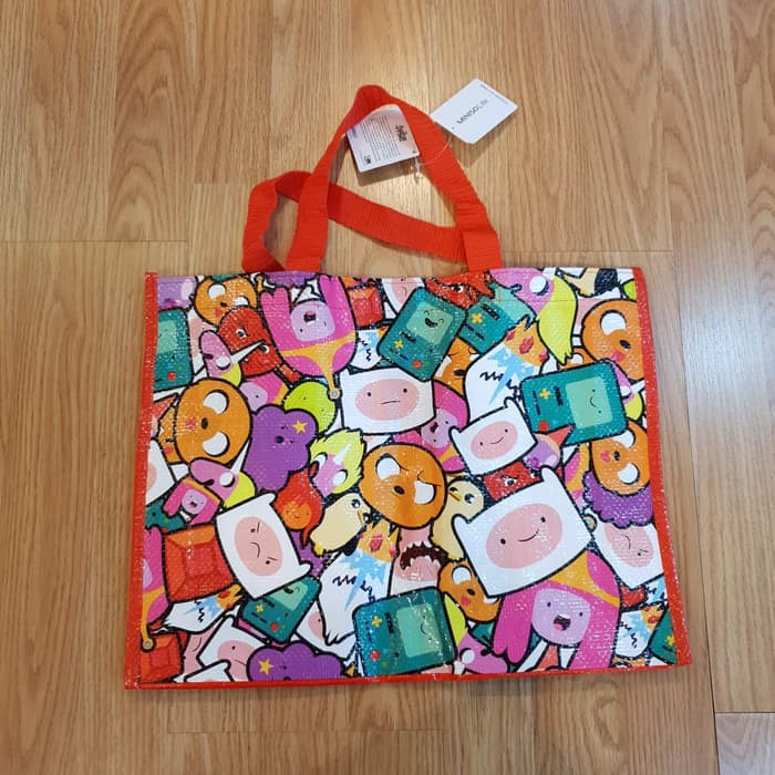 Tas Adventure Time Large Woven Shopping Bag Tote Bag Shopping Bag Miniso Japan Finn BMO Jake