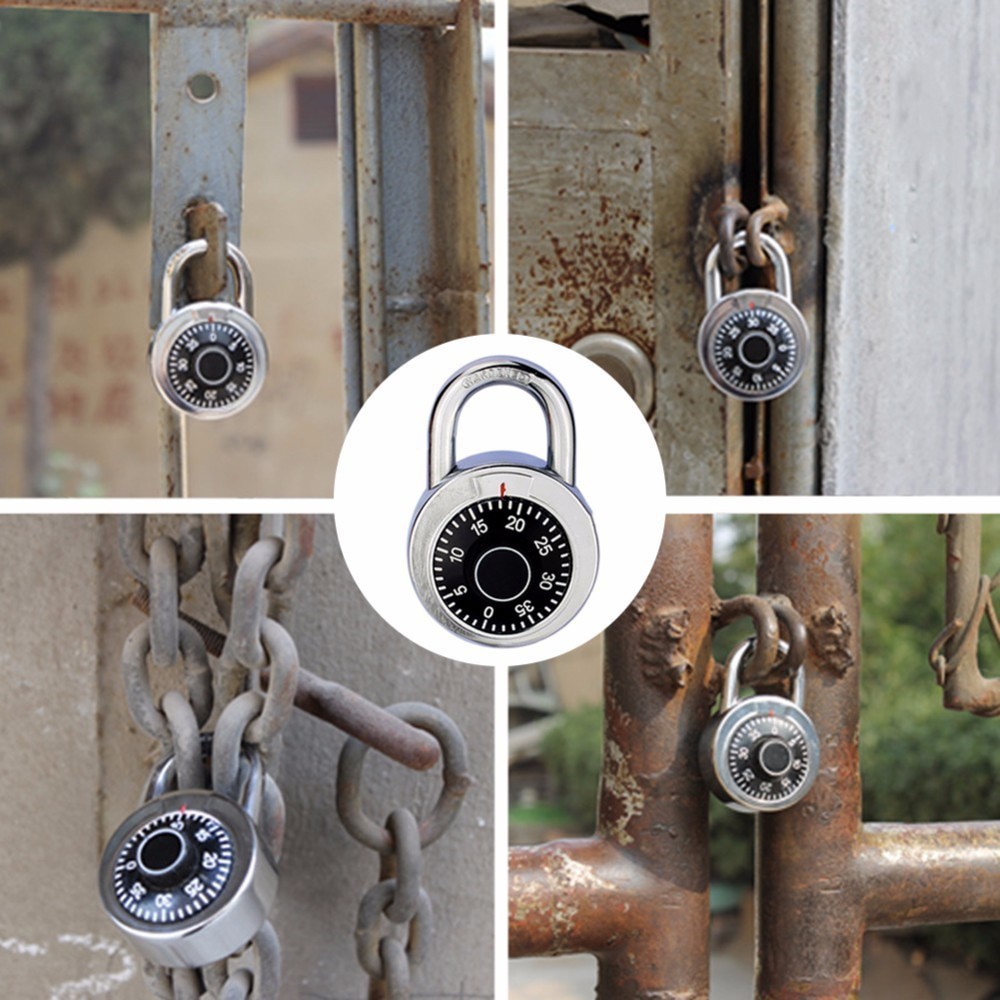 Gembok Brankas Rotary Padlock Digit Combination Padlock CJSJ CH-209 Silver Black Grab Medan