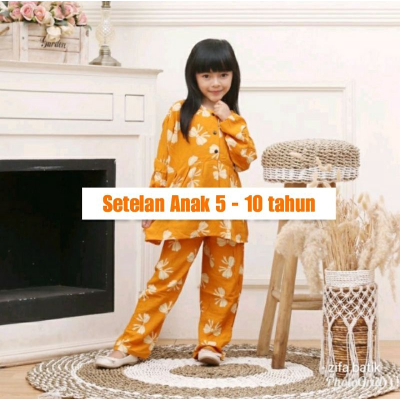 SETELAN ANAK 5 -10 thn/Set Waka anak/One set Rayon/setelan anak perempuan/set anak rayon/one set ana