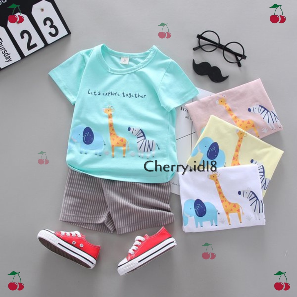 Cherry COD Setelan Anak Motif Animals / Baju Anak Laki Laki / Baju Anak Perempuan SB41