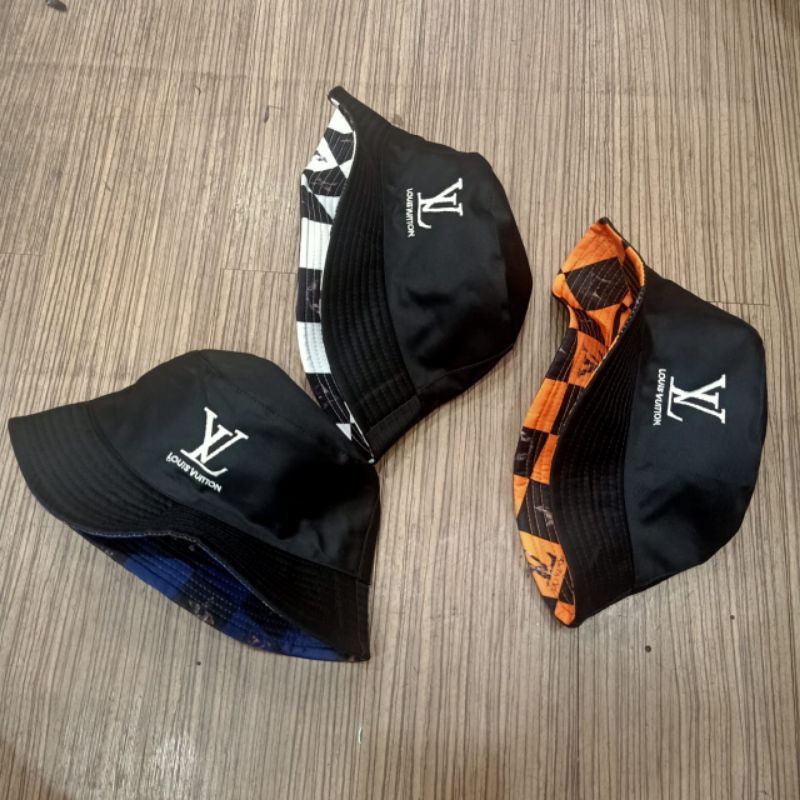 Topi Bucket Hat LV Catur Bolak Balik Topi Premium Impor