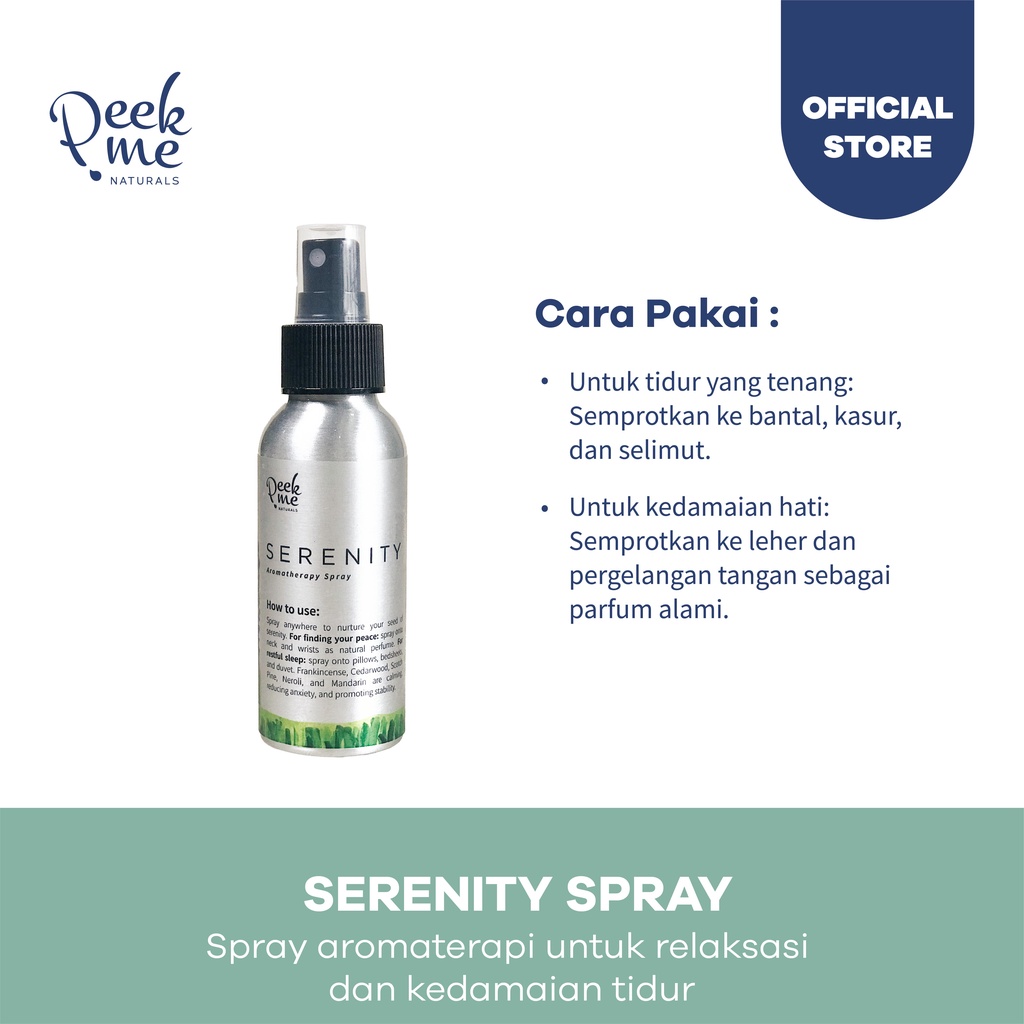 Peek Me Serenity Spray 60 ml Menenangkan Dan Kedamaian Parfum Alami Aromatherapy Spray