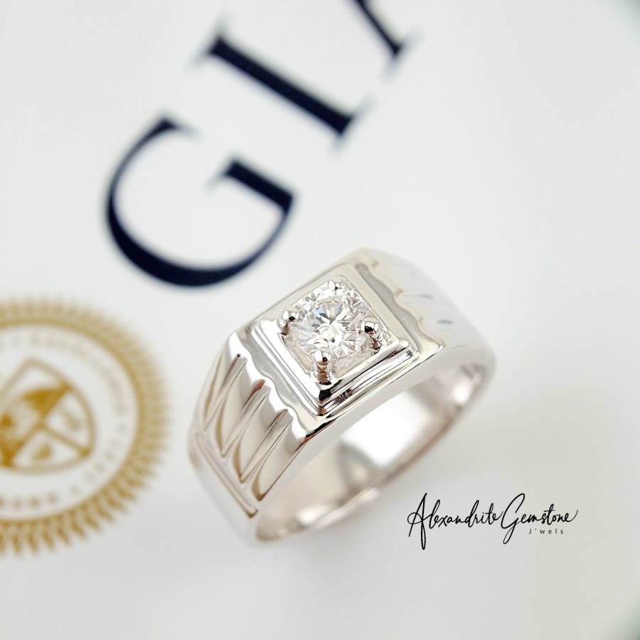AG Jewellery D0522008 - Cincin Pria Emas Berlian GIA Certificate 0.50ct E VS1