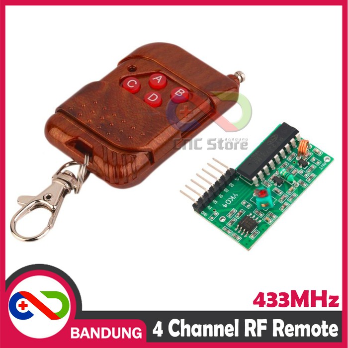 REMOTE 4 CHANNEL RF TRANSMITTER AND RECEIVER 433MHz 5V CONTROL ARDUINO