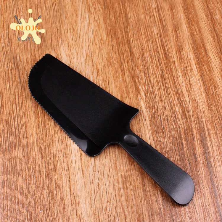 Olojo 1pc Spatula Plastik Hitam Penghalus Krim Icing Frosting