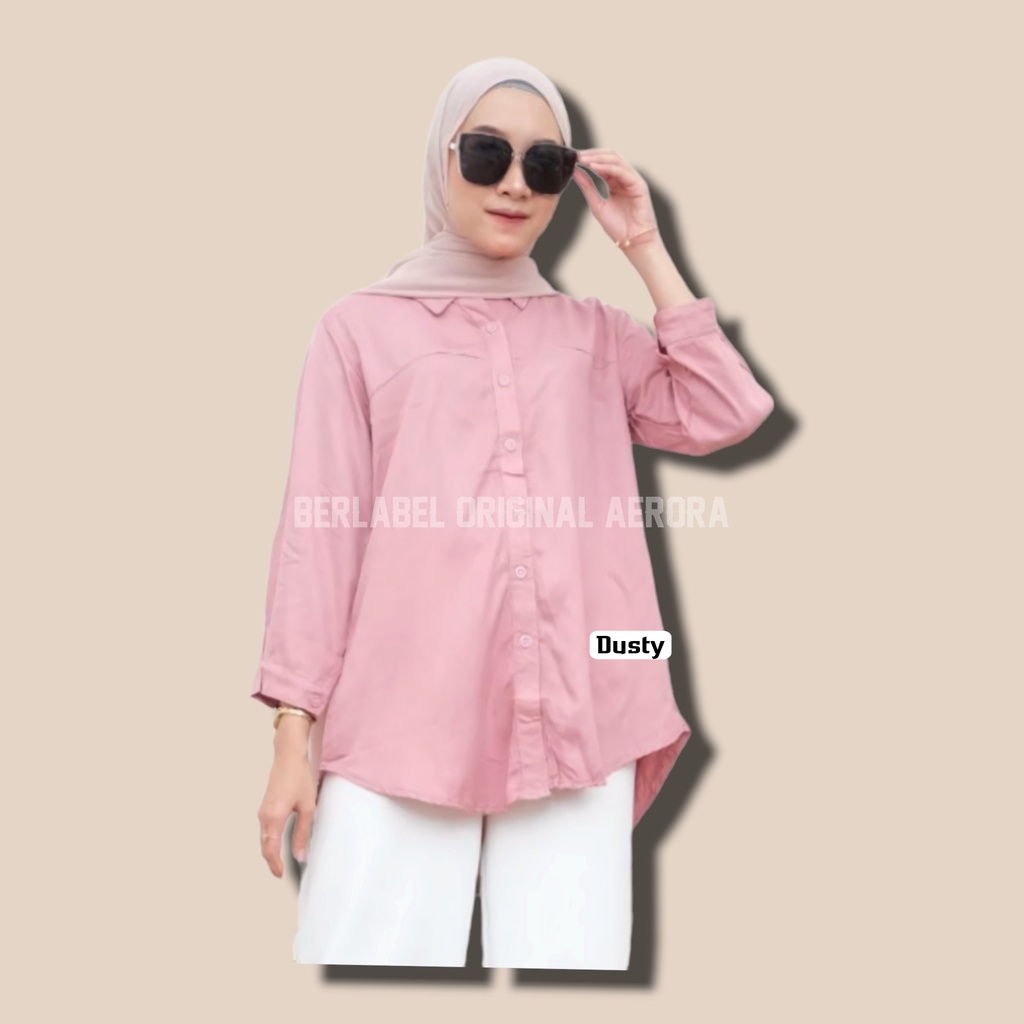 Baju Atasan Blouse Jumbo Polos Wanita Lengan Panjang Terbaru 2022 Simple Korean Style Kekinian Rayon Twill