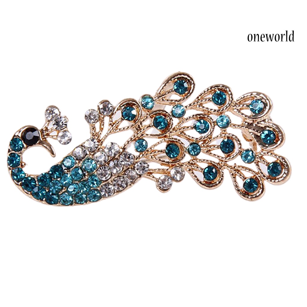 OW@ Brooch Pin Shiny Lovely Women Fashion Peacock Shape Collar Pin for Wedding