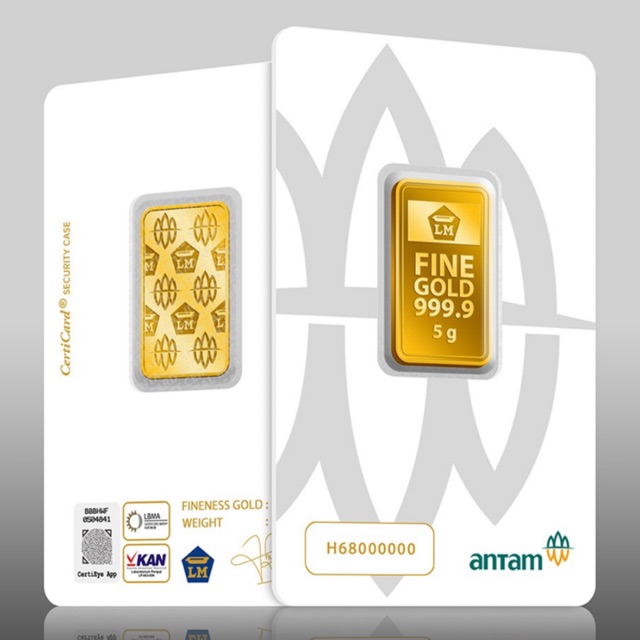 Emas batangan Antam 5gr LM 24karat PRESS 2019