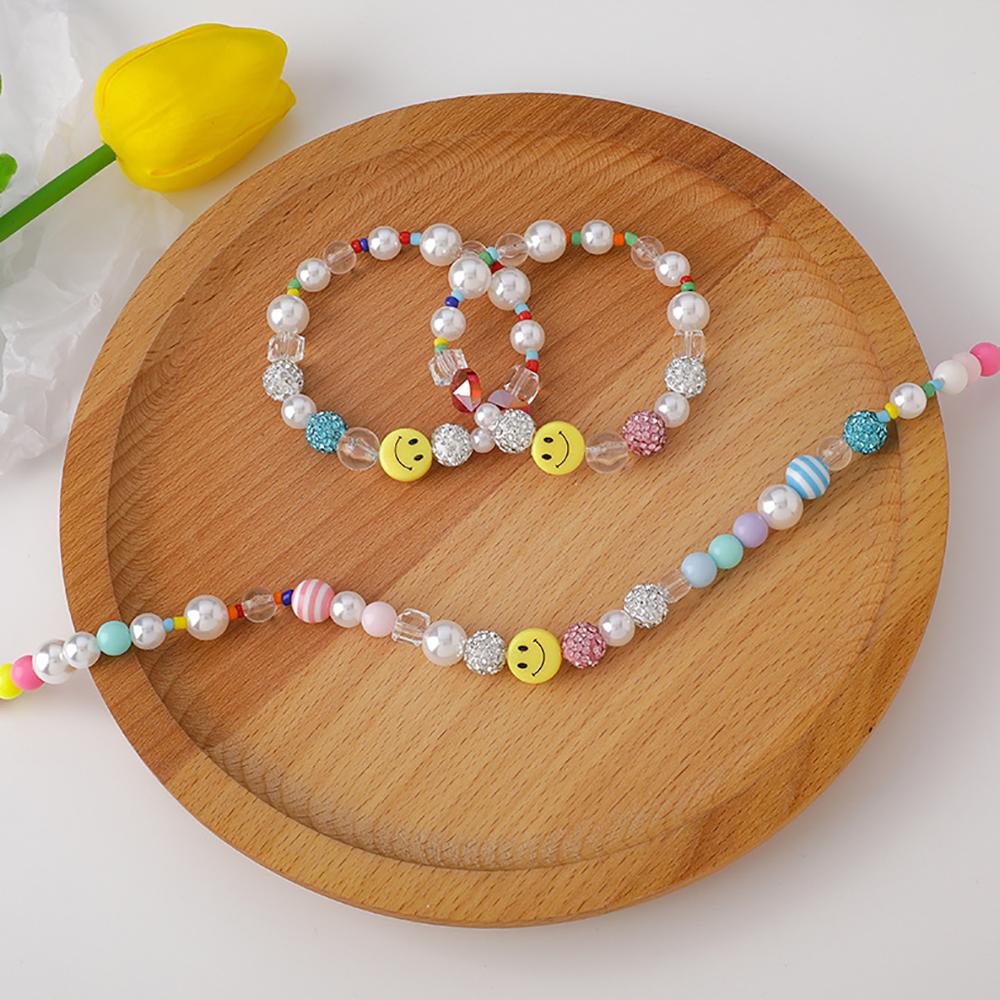 Kalung Mutiara Agustina Warna-Warni Fashion Hati Wanita Gadis Lucu Smiley Face Bracelets