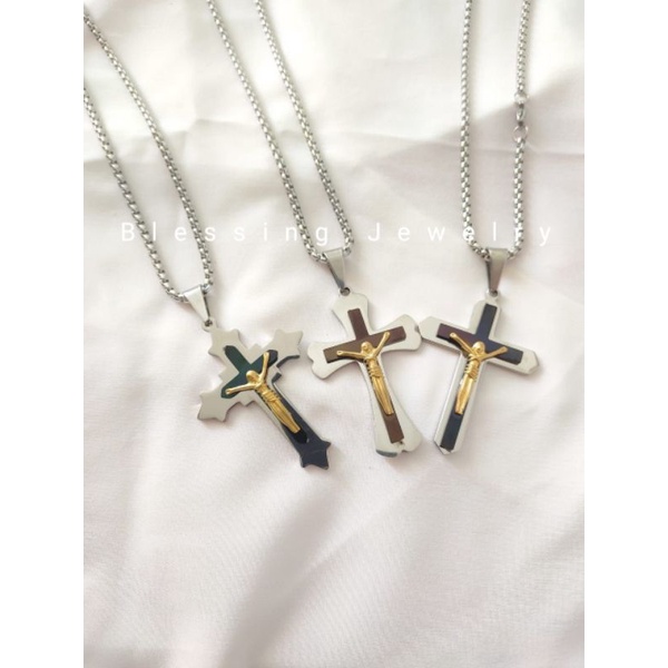 Kalung Salib Yesus Titanium High Quality Fashion