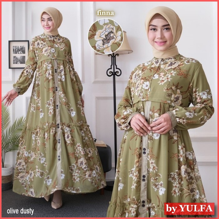 Gamis Terbaru 2021 Ceruty Babydoll Premium Motif Bunga Muslimah Dres Wanita Kondang Kekinian