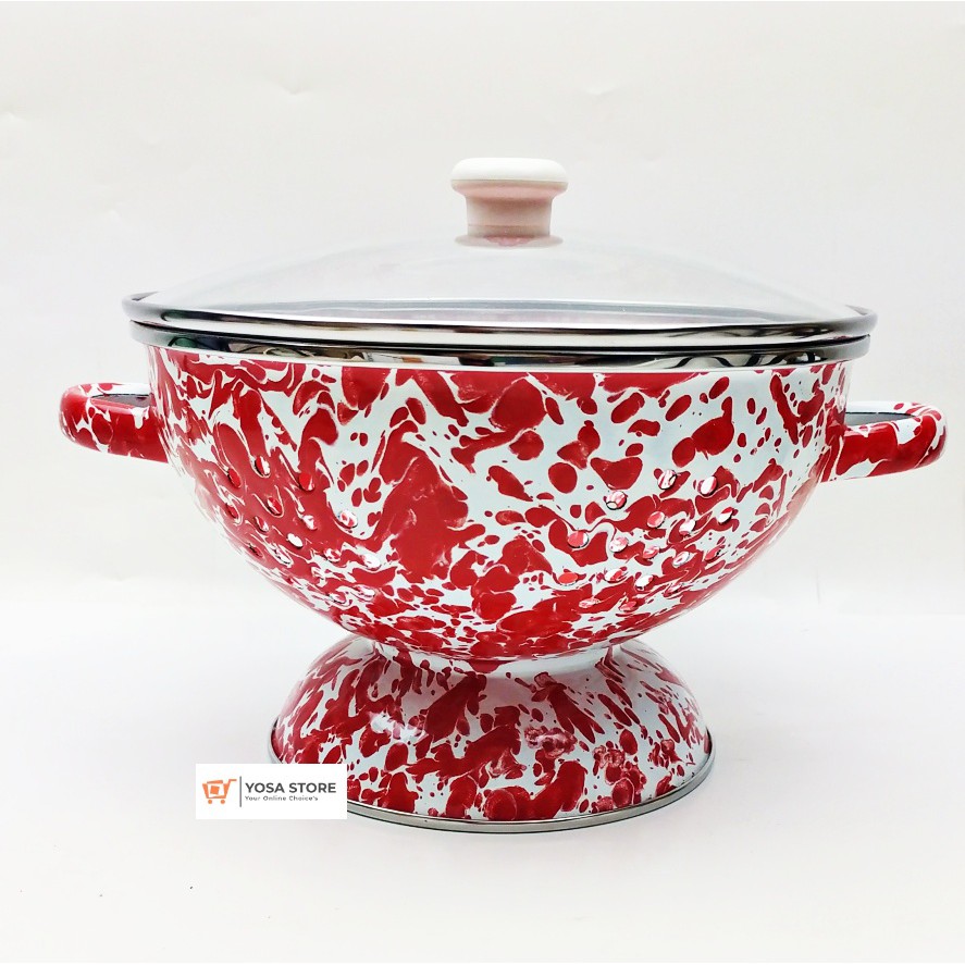 Sangku Tempat Nasi + Tutup Motif Blirik Merah 1 Pcs