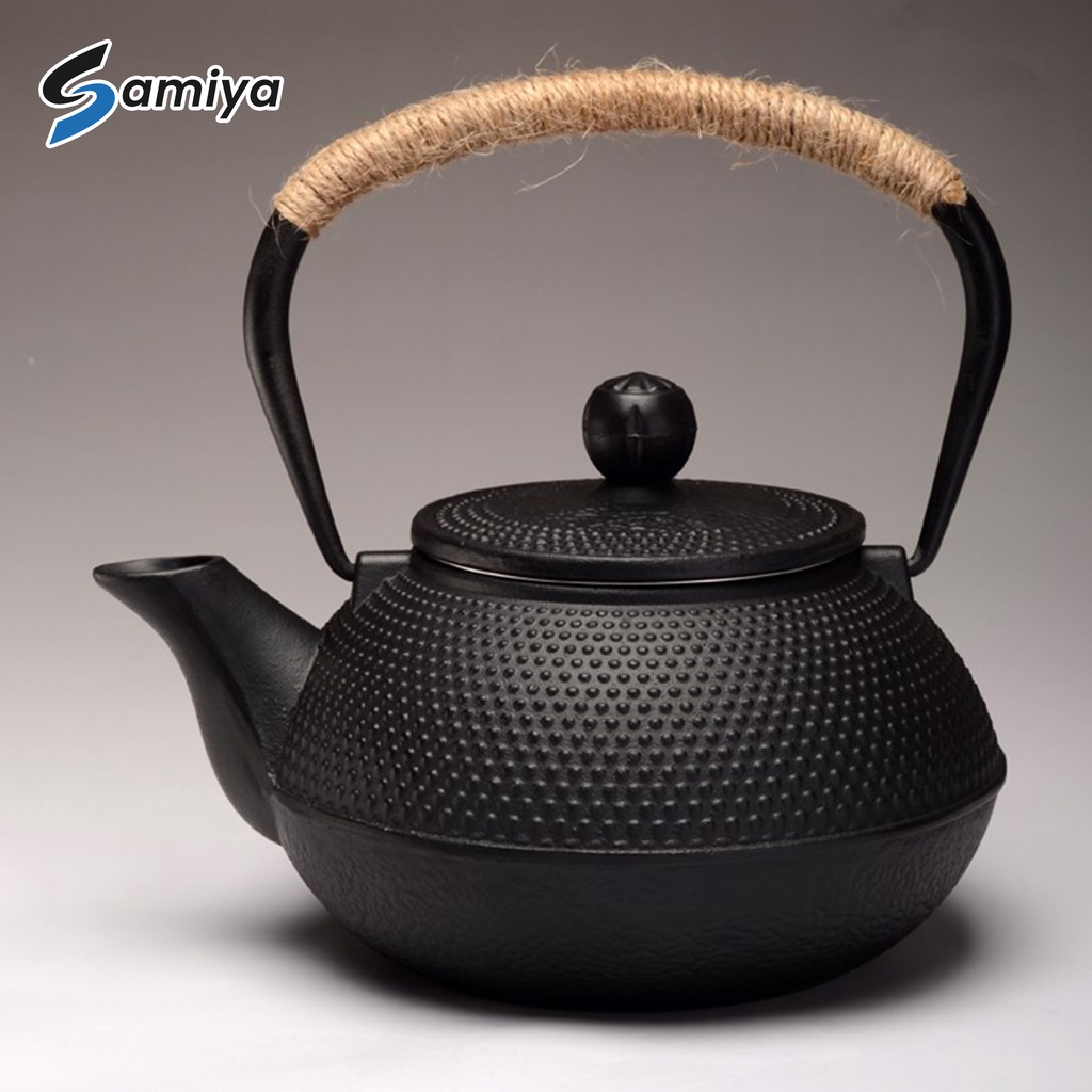 teko teh air kopi iron pot japanese classic style / iron tea pot kettle black / teapot hitam infuser