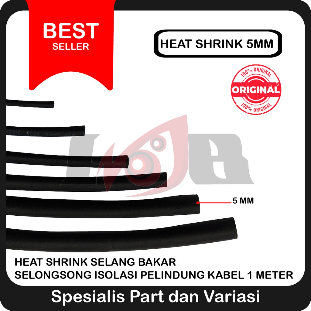 5mm Heat Shrink Selang Bakar Selongsong Isolasi Pelindung Kabel 1 Meter