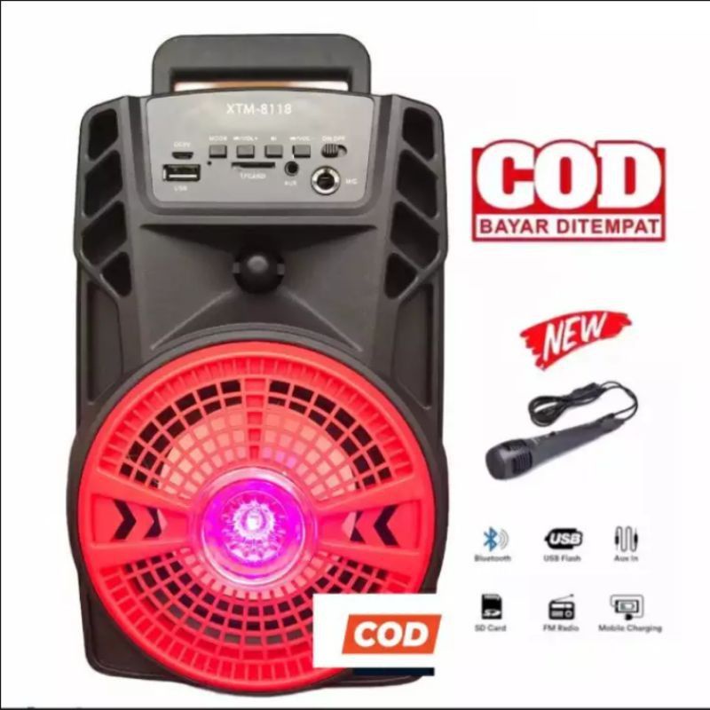 Speaker Bluetooth 5Inchi Xtm 8118 Bonus Microphone Karaoke Speaker Wireless Radio Fm Salon Aktif Estra Bass Best Sound Speaker Portable Led Speaker Aktif 5Inc