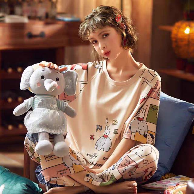 DAILYLOOK SET BAJU TIDUR PIYAMA CP IMPORT BUNNY GAJAH PREMIUM