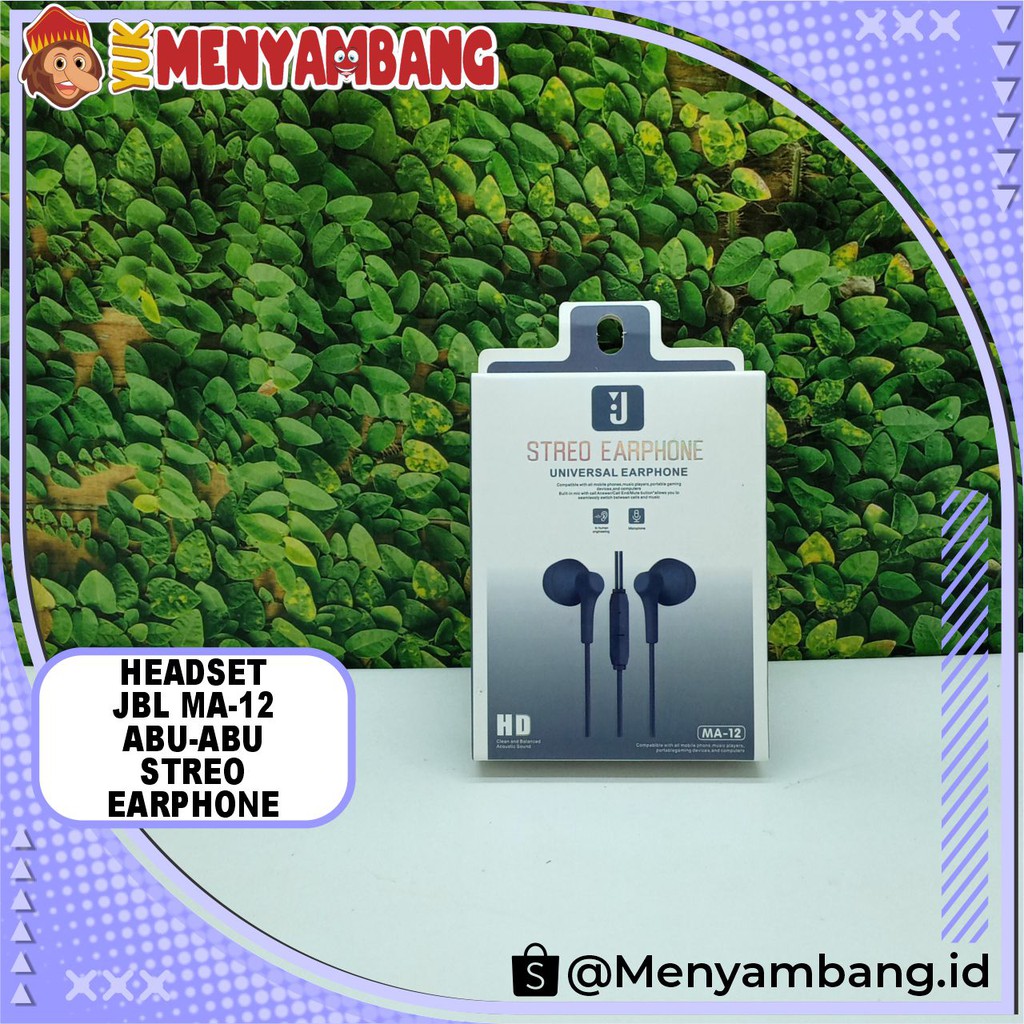 41433 | HF-JBL MA-12 Abu-Abu | Stereo Earphone JBL MA-12 HD Sound