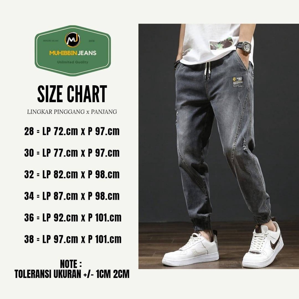 Celana Jogger Jeans Pria MHN Original Celana joger denim original bandung pinggang elastis meral